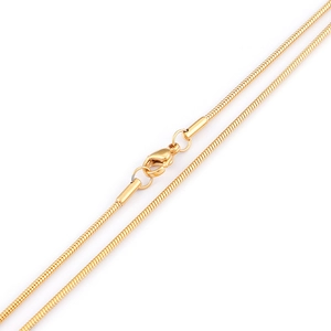 Polished gold stainless steel snake chain necklace with lobster clasp for men and women