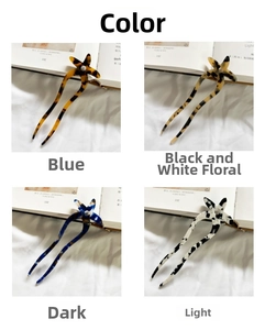 U-shaped acetate hair pins in four patterns including tortoiseshell and marble finish