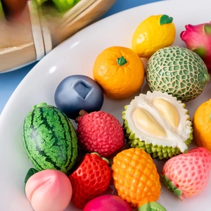 Mini resina simulación fruta bonita bolsa ciega DIY accesorios decoración micro paisaje