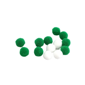 Green and white plush pom-poms for DIY Christmas bouquet wrapping and decorations
