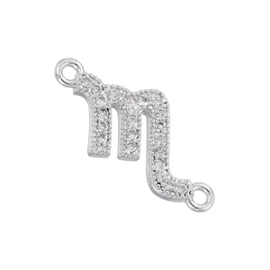 Silver Scorpio zodiac charm with cubic zirconia pavé for DIY jewelry connector
