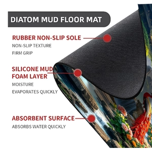 Detail of the non-slip rubber backing and layered structure of this diatomaceous bath mat