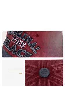 Nahaufnahme der Vintage-Baumwoll-Basecap mit gesticktem BLACK-Schriftzug und feinen Nähten