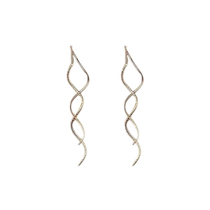 Elegant wave line long tassel earrings with a sleek double helix minimalist design
