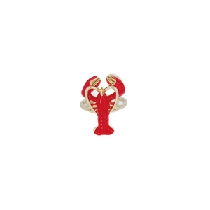 Bague homard en émail rouge mignon avec thème océan nautique pour bijoux style été