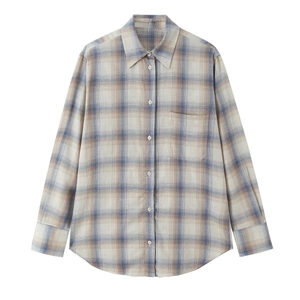 Camicia A Quadri A Maniche Lunghe Da Donna Camicetta Casual Bottoni Con Tasca Sul Petto Orlo Curvo Top Vintage Alla Moda