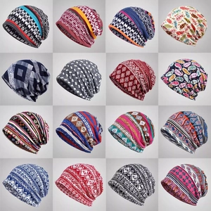 Bohemian Beanie Hat Neck Gaiter Dual Use Cotton Blend Warm Slouchy Cap Paisley Ethnic Pattern For Men Women