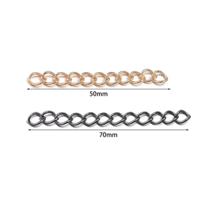 Adjustable iron extension chain 50mm and 70mm for bracelets in gold and gun black finish