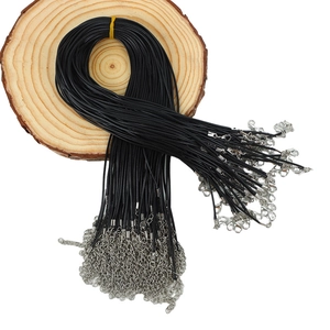 Cordones negros encerados para collares al por mayor con cierres de langosta plateados