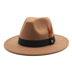Chapeau Fedora En Feutre De Laine Large Bord Plat Décor De Plumes Style Britannique Rétro Chapeau De Jazz Panama Unisexe