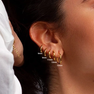 Minimalist Stainless Steel Hoop Earrings 18K Gold Plated High Polished Geometric Stacking Retro Fashion Jewelry Women Men