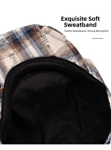 Détail du bandeau en coton et de la doublure intérieure d'une casquette vintage