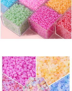 Detailed macro view of 4mm translucent colorful cat eye glass beads for DIY jewelry making