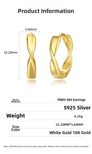 Detailed size and weight specs for these twisted S925 sterling silver hoop earrings