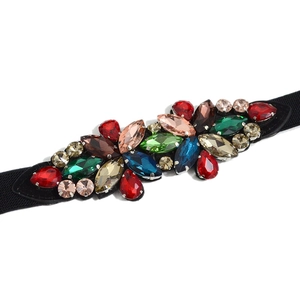 Cintura elastica con strass e cristalli colorati per abiti alla moda da donna