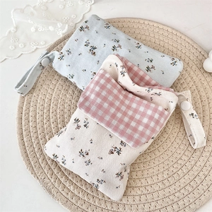 Floral nurse pouch set with blue and pink patterns, large capacity with wrist strap