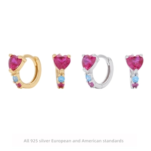 Heart Shaped Zircon Hoop Earrings 925 Sterling Silver Sweet Romantic Jewelry For Women Gift