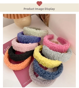 Detailed collection of wide teddy fleece headbands in ten assorted vibrant candy colors