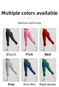 Detailed grid view showcasing the high-waisted yoga pants in six vibrant sport colors