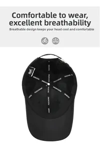 Détail de la doublure respirante et des coutures renforcées de la casquette de baseball
