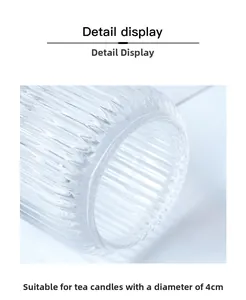 Macro detail of ribbed glass candle holder designed for 4cm diameter tea lights