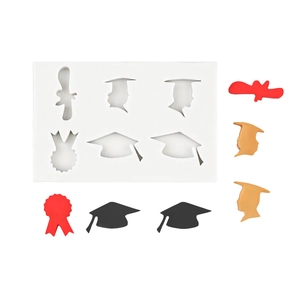 Stampo in silicone per laurea con cappelli e medaglie per resina e decorazione di torte