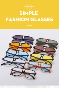 Selection of double-bridge aviator sunglasses with diverse gradient lenses and stylish frames