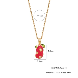 Spécifications détaillées de taille pour collier pendentif fraise en acier