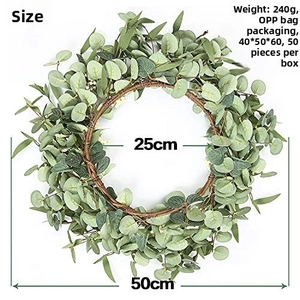 50cm Eukalyptus-Beeren-Kranz auf Rattankranz für Frühlingshaus-Türdekoration