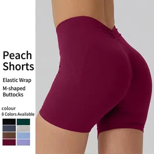 Short de Yoga Sans Couture pour Femmes Taille Haute Remonte-Fesses Short de Cyclisme Sport Nylon Respirant Gym