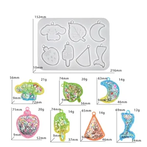 Juego de moldes de silicona para colgantes de resina con formas de perro y frutas