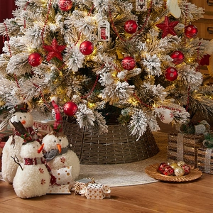Brown woven Christmas tree collar base for rustic holiday scene decoration