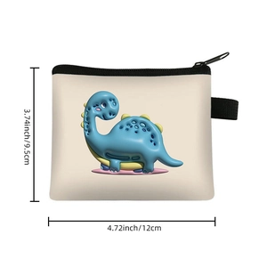 Cute cartoon dinosaur coin purse with dimensions 4.72x3.74 inches and zip closure