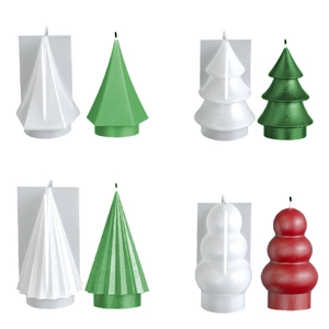 Stampo In Silicone Per Albero Di Natale 3D Geometrico A Righe Fai Da Te Produzione Di Candele Fusione Di Resina Ornamento Artigianato