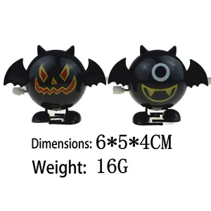Wind-up Halloween bat toy set in black with orange prints, 6x5x4CM 16G dimensions