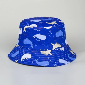 Cartoon Whale Dolphin Print Cotton Bucket Hat Sun Protection Wide Brim Fisherman Hat For Outdoor Women Student