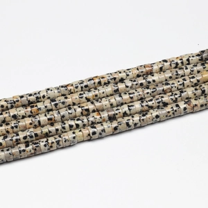 Natural Dalmatian Jasper spacer beads in cream with black spots for DIY jewelry making