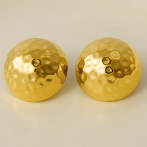 Detail view of 18K gold hammered texture dome stud earrings in 304 stainless steel
