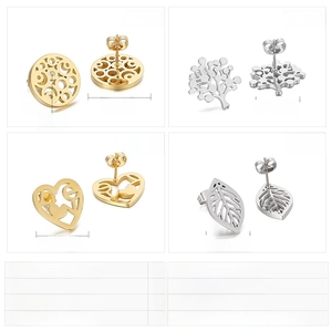 Detailed size and weight chart for stainless steel rhinestone earrings in various styles