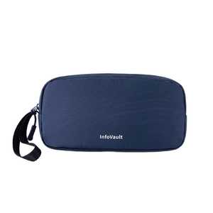 Navy blue large capacity digital storage bag for cables and power bank with handle