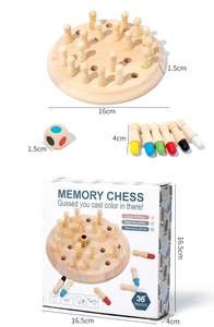 Detailed dimensions of wooden memory chess board, pieces, dice and packaging box
