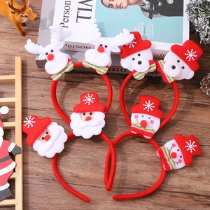 Christmas headbands set with Santa, Snowman, Reindeer and Polar Bear on wood background