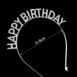 Serre-tête Strass Joyeux Anniversaire diadème en métal déco de gâteau fête 11.8cm