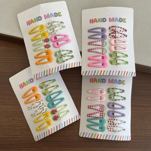 Set of 40 mini cartoon fruit print BB hair clips for girls with colorful drip oil finish