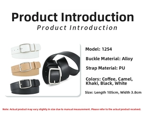 Detail view of colorful PU leather belts with square alloy buckles in various colors