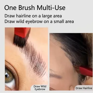Multifunctional 3D square eyebrow brush with red handle for hairline and wild brow makeup