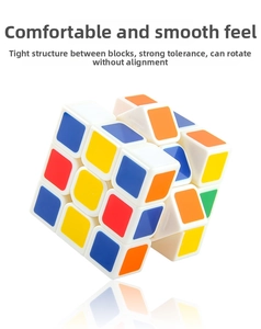 Detail of 3x3 speed cube showing flexible white ABS structure and smooth rotation design