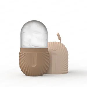 Detailed view of khaki ice roller mold with shell texture and max water level indicator