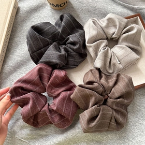 Large Fabric Scrunchies Striped Texture Hair Ties High Elasticity Korean Style Minimalist Ponytail Holder Accessories