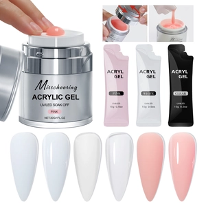 Acrylic Nail Extension Gel UV LED Soak Off Builder Gel Polish Vacuum Press Jar Clear Pink White Manicure Tool
